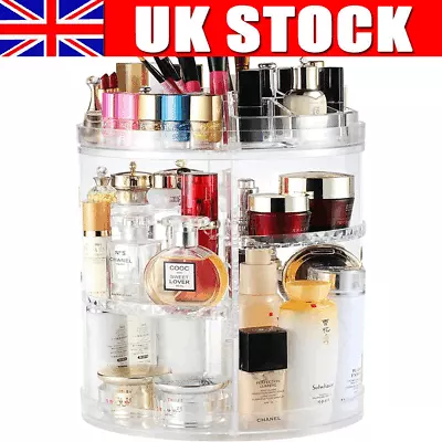 Clear Acrylic Rotating Makeup Storage Box Cosmetic Holder Perfume Display Stand • £11.90