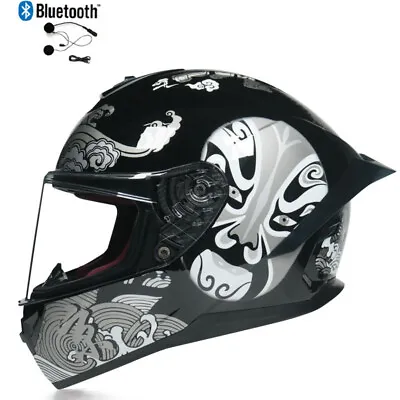 Peking Opera DOT Bluetooth Motocycle Helmet Dual Lens Off Road ATV Moto Helmet • $65.95