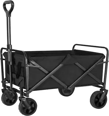 Folding Beach Wagon Cart Big Wheels For Sand Collapsible Grocery Convenient • $44.99