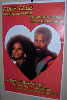 MARVIN GAYE And DIANA ROSS Funk Club Valentines Day Party Poster Denver Co 2019  • $22