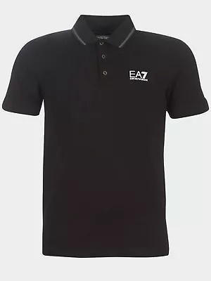 EA7 Emporio Armani Men's Collar Strip Polo Shirt In Black • £44.95