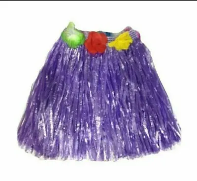 Purple Artificial Grass Flowered Hula Skirts Dress Adult Luau Party Hawaii New • $8.49