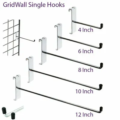 BUNDLE Of 30 X 8 Inch Single Hooks FOR Gridwall Metal Panel Mesh Shop Display • £14.99