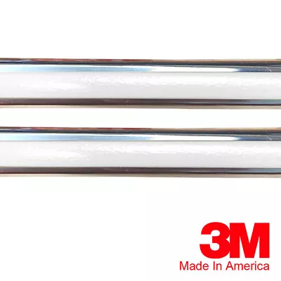 Vintage Style 7/8  White & Chrome Side Body Trim Molding • $51.99