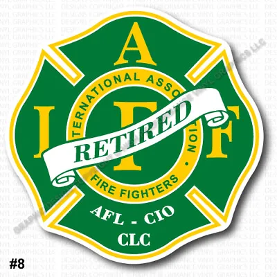 IAFF Firefighter HELMET Decal 2  RETIRED Sticker Green Yellow Wht Laminated 0395 • $3.49