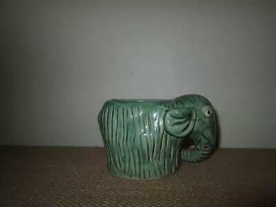 Vintage Majolica  Pottery Small Green Glazed Elephant Planter • $14