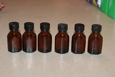 NOS 6 Vintage 1/2oz Amber Eye Dropper Applicator Prescription Bottles • $12.95