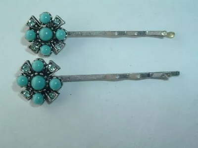 Blue Bead Metal Bobby Pins Hair Pins • $14