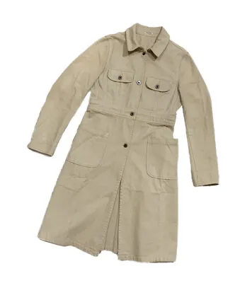 Miu Miu Tan Denim Long Work Coat Jacket 44 M Italy Vintage Top • $125