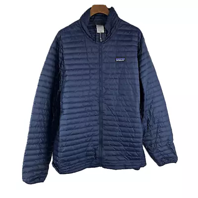 Rare Men's PATAGONIA Navy Blue Goose Down Light Padded Full Zip Jacket Size XL • $90.99