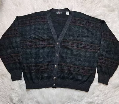 The Italian Sweater Co Mens Sweater XL Classic Plaid Wool Blend Cardigan V Neck • $24.24