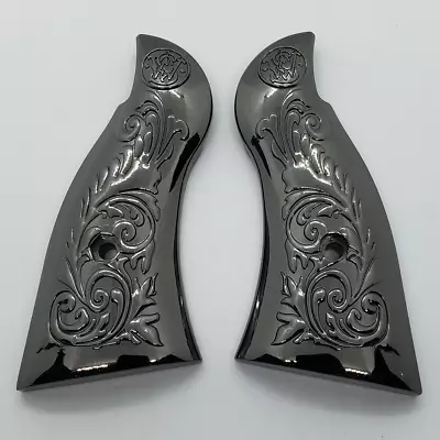 Custom Smith & Wesson Scroll Metal Grips  K-Frame Square Butt  Gloss Black  #4 • $71.10