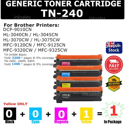 1x TN240 TN 240 Yellow ONLY Toner For Brother MFC9120CN HL3040CN HL3045CN HL3070 • $17.70
