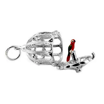 Sterling Silver Best Opening Parrot In Cage Charm   • £18.99