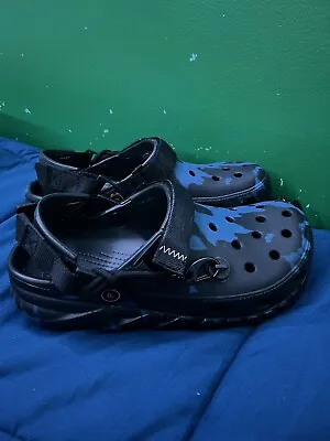 Post Malone Crocs Duet Max Clog Shoes Black & Blue Camo Men’s 7 Women’s 9 • $150