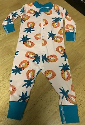 Hanna Andersson Girls 70 Cm 6 To 12 Months Pajamas Pink Tropical Print Sleeper • $9.50