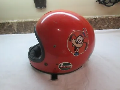 Rare Vintage  Orange 1971  ~ 1973 Full Face Motorcycle Helmet W/STICKERS • $99.95