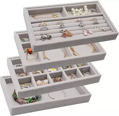 Stackable Jewelry Organizer Trays Drawer InsertsVelvet Earring Display Trays B • $24.76