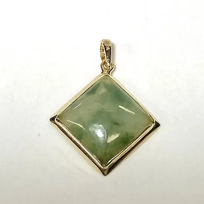 Ming's Honolulu 14K Yellow Gold Square Cabochon Jade 18mm Pendant 5.2 G • $980