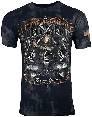 Affliction Men's T-Shirt AC OUTBACK Skull Biker Black Tattoo S-5XL • $31.95