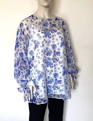 MARINA RINALDI By MAX MARA 100% SILK Blouse Plus Size 27 MR 18W 48 DE 56 IT • $65