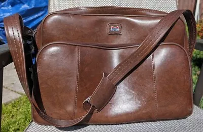 Vintage American Tourister Brown Leather Luggage Three Piece Set Suitcases • $15