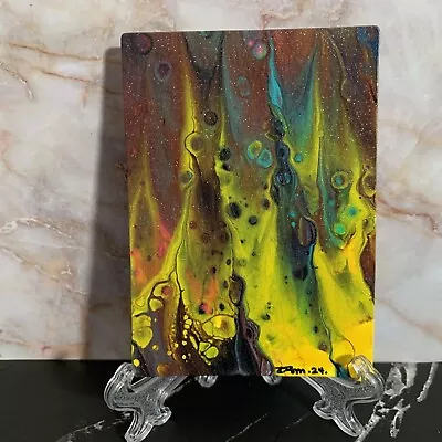 ACEO Shimmer Abstract Acrylic Art OOAK Painting On Watercolor Paper DSMitchell • $10