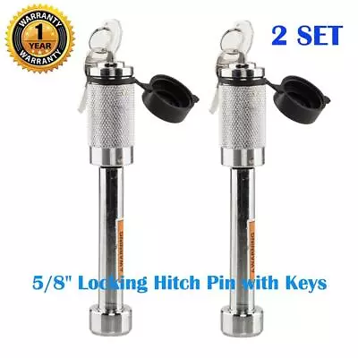 $25.99 • Buy Set 2 Stainless Steel Hitch Pin Lock With Keys 5/8''Tow Bar Ball Truck Trailer