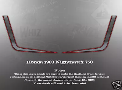 $33.50 • Buy Honda 1982 Nighthawk Cb750 Side Cover Decals Like Nos