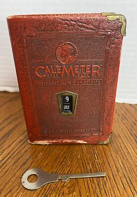 Antique Cale Meter “Zale”  Coin Bank Book Calendar Saving Bank Orig.  Key • $90