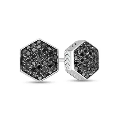 Vera Wang Men Love 3CT Lab Created Black Diamond Stud Earrings 14K White Gold FN • $73.69