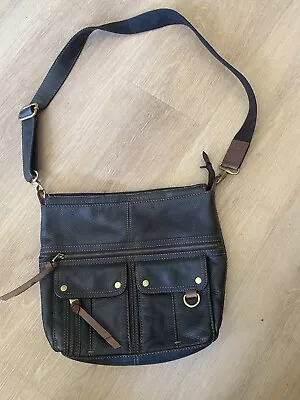 Fossil Dark Brown Leather Cross Body Handbag • $30