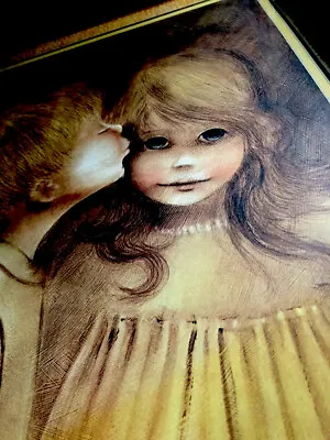 Margaret Kane/Big Eyes/ Boy Kissing Girl/ Wall Art /Print Signed/framed • $168