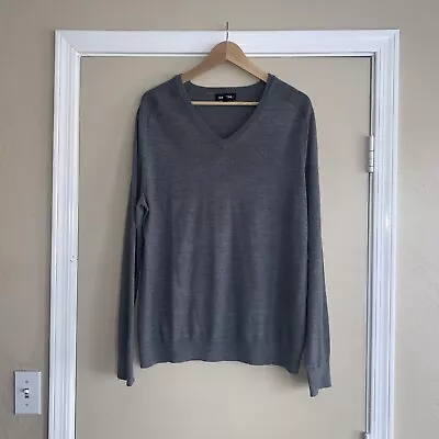 Express Merino Wool Blend Men's Sweater SZ.L Gray V-Neck • $15