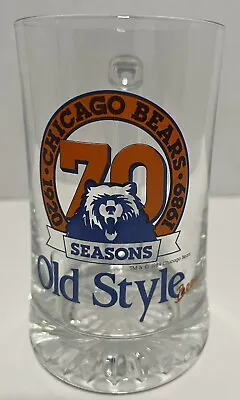 NFL Chicago Bears Old Style 12 Oz Glass Beer Mug 1920-1989 Seasons VINTAGE 1989 • $12.95