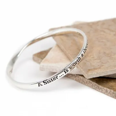 Silver Plated Message Bangle Seconds - A Sister Is Worth A Thousand Friends • £3.99