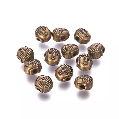 50xAntique Bronze Tibetan Alloy Buddha Head Beads Nickel Free Metal Spacer 8x7mm • $7.56