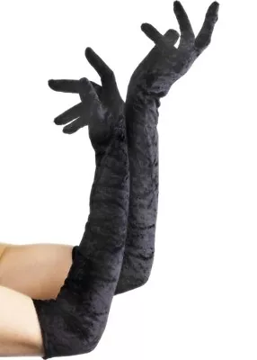 £12.99 • Buy Womens Halloween Gothic Long Black Velvet Fancy Dress Burlesque Gloves