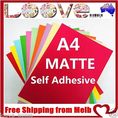 100x A4 Colour Matte Self Adhesive Sticker Paper Sheet Label Laser Print Office • $16.18