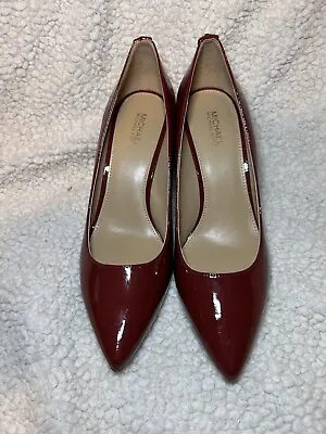 Michael Kors Pumps Women's Size 6.5  Patent Leather Slip On Heels Logo Maroon • $35