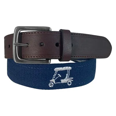 Pebble Beach Men's Cart Print Golf Belt With Genuine Leather End Tabs NEW • $15