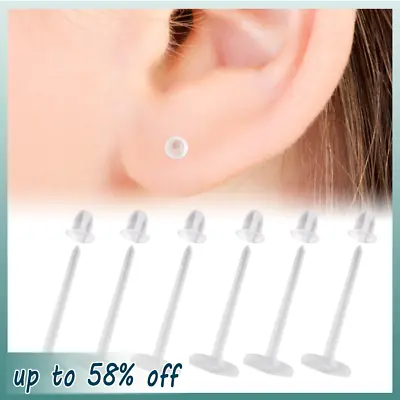 100x Invisible Clear Earrings Plastic Studs Earring Backs Work School NEW UK • £2.99