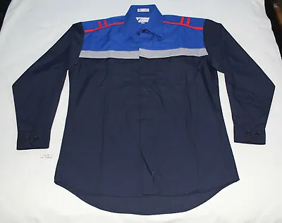 Mens Navy Blue Grey Red Car Service Mechanic Long Sleeve Work Shirt Size S New • $29.95