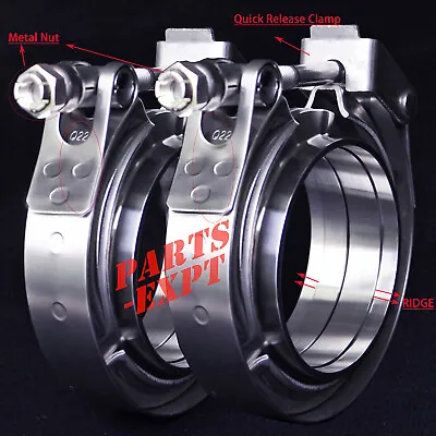 $32.60 • Buy 2X 2.25inch Stainless Steel Quick Release V-Band Clamp Flange For 2 1/4 Exhaust