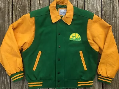 Seattle Sonics Jacket Vtg Leather Wool Letterman Varsity Supersonics Sz M / L • $169.99