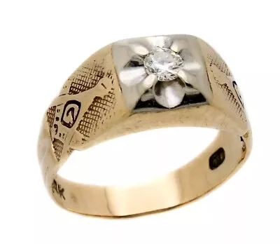 Vintage Masonic 10k Two-Tone Gold Diamond Ring Band • $595