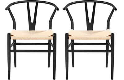 Dining Chair Set Of 2 Weave Chair Modern Solid Metal Frame Chair For Living Room • £109.99