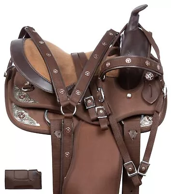 Horse Saddle Western Comfy Trail Barrel Racing Kids Synthetic Tack Set Pad 12 13 • $236.04