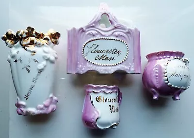 Grouping Of 4 Pink Lustre German Made Souvenir Porcelain Items • $15