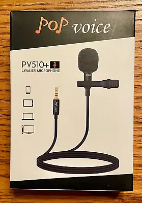 Pop Voice PV510+ Lavaliere Clip Microphone W/4-pin To 3-pin Adapter-- NEW! • $14